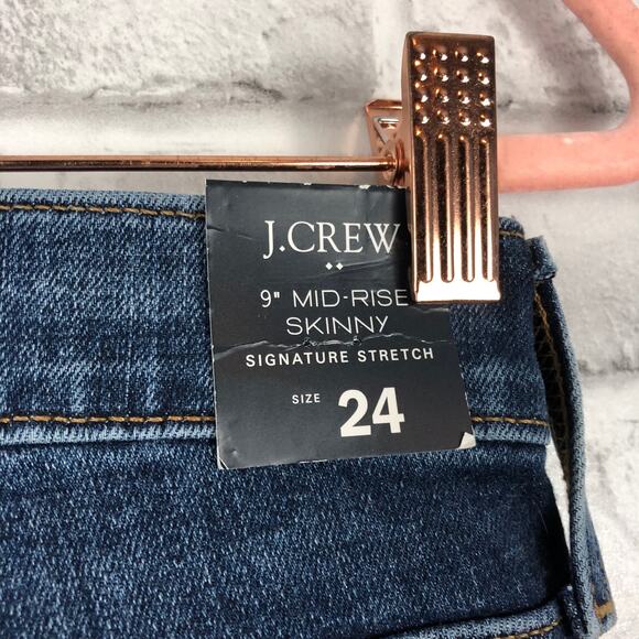 J Crew Factory 9" Mid Rise Skinny Jeans Button Fly Sz 24 NEW - Picture 5 of 10